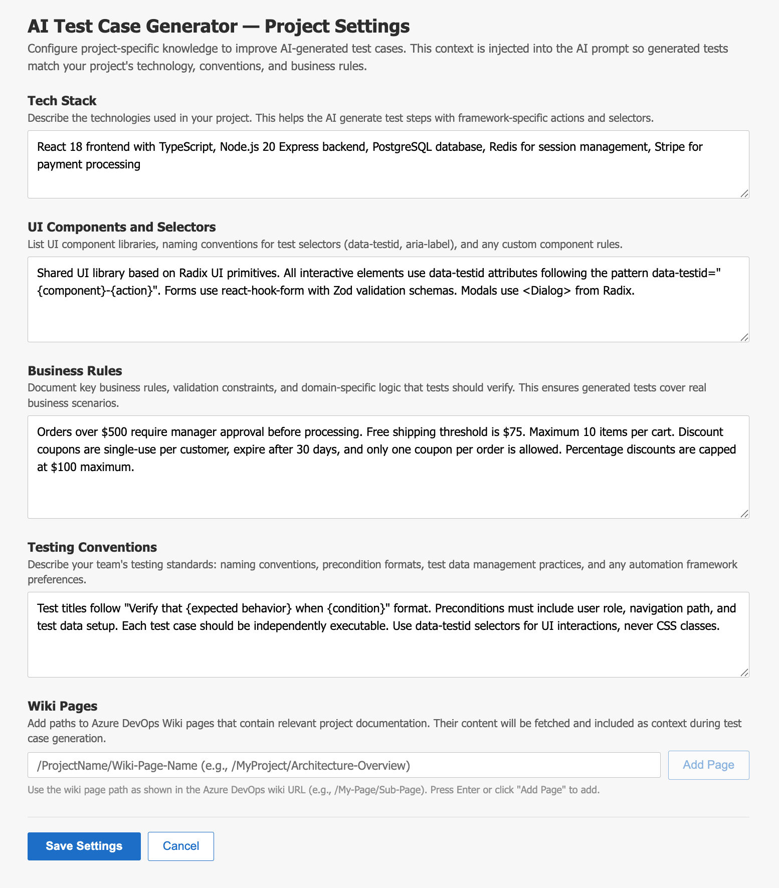 Configure Project Knowledge in the Settings hub