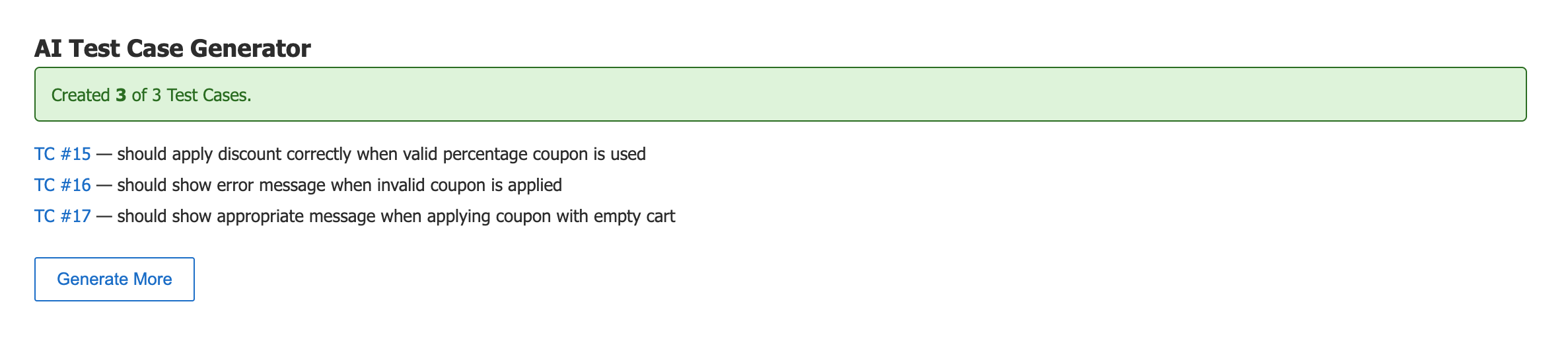 Test Cases created and linked to the User Story